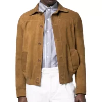 Men Suede Camel Brown Shirt Style Leather Jacket (2)