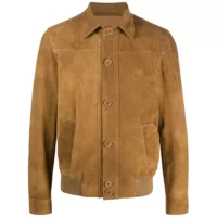 Men Suede Camel Brown Shirt Style Leather Jacket