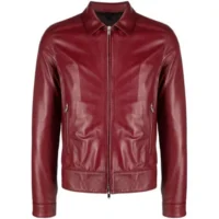 Versatile Plan Red Unisex Leather Jacket