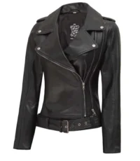 Coal Couture Asymmetry Leather Jacket Women