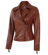 Cognac Charm Women's Leather Jacket