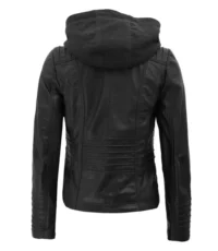 Ebony Twilight Black Leather Jacket with Hood (2)