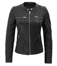 Ebony Twilight Black Leather Jacket with Hood (3)