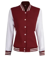 Maroon and Ivory Varsity Jacket for Women (2)