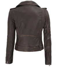 Mocha Mysteria Women's Ruboff Biker Leather Jacket (2)