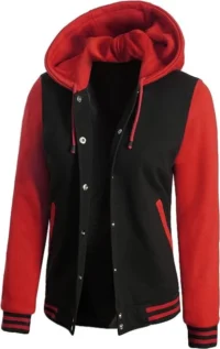 Noir And Black Hooded Jacket For Women (2)