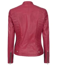 Pink Pearl Quilted Cafe Racer Jacket for Women (3)