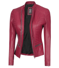 Pink Pearl Quilted Cafe Racer Jacket for Women (4)