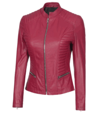 Pink Pearl Quilted Cafe Racer Jacket for Women (5)