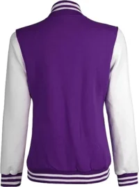 White And Purple Baseball Style Varsity Jackets For Women (2)