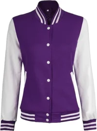 White And Purple Baseball Style Varsity Jackets For Women (3)