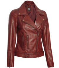 Wine Colored Leather Jacket For Women (3)