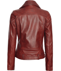 Wine Colored Leather Jacket For Women (4)